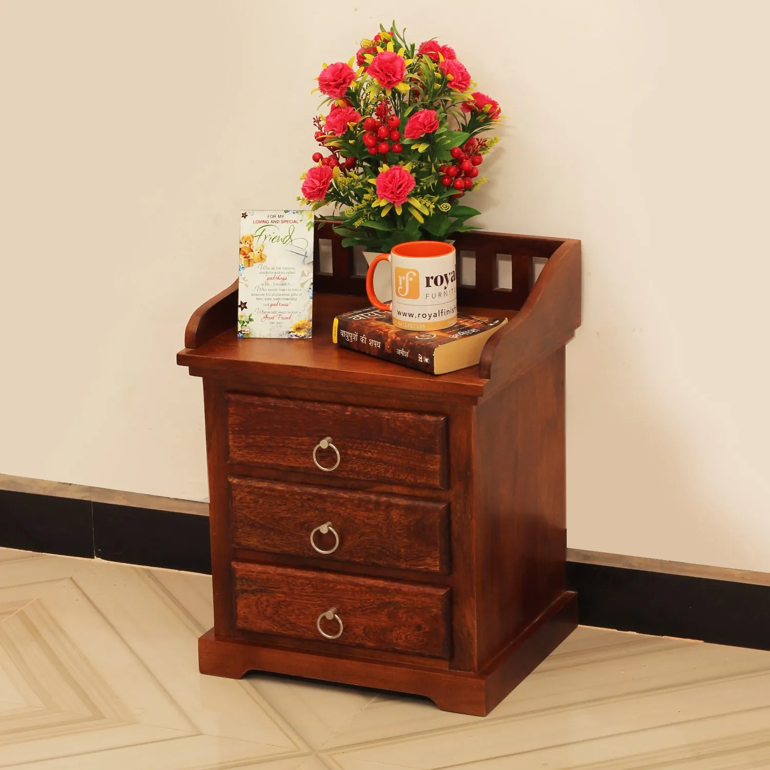 Royal Finish Accento Bedside Table In Furniture Mango Wood In Natural Colour sheesham wood bed image 3