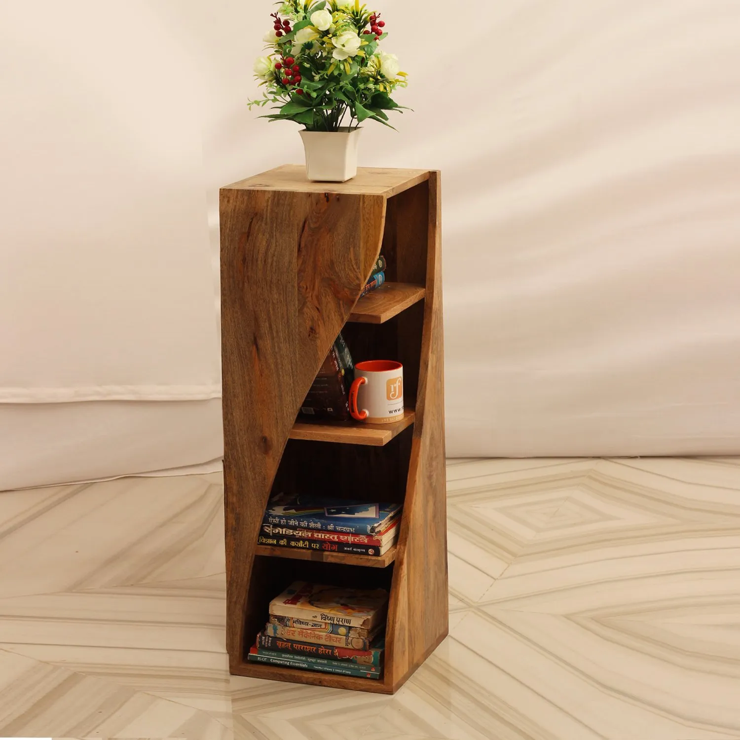Royal Finish Vehement 4 Shelf Solid Wood Bookshelf in Mango, Natural Colour solid wood bookshelf image 2
