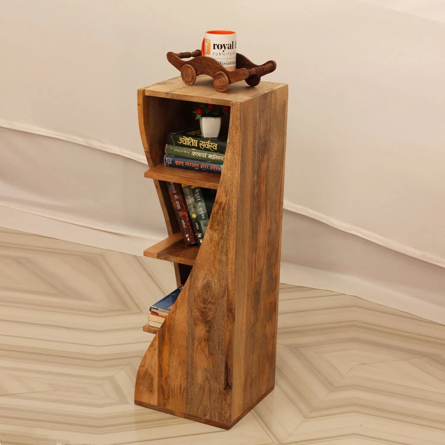 Royal Finish Vehement 4 Shelf Solid Wood Bookshelf in Mango, Natural Colour solid wood bookshelf image 3