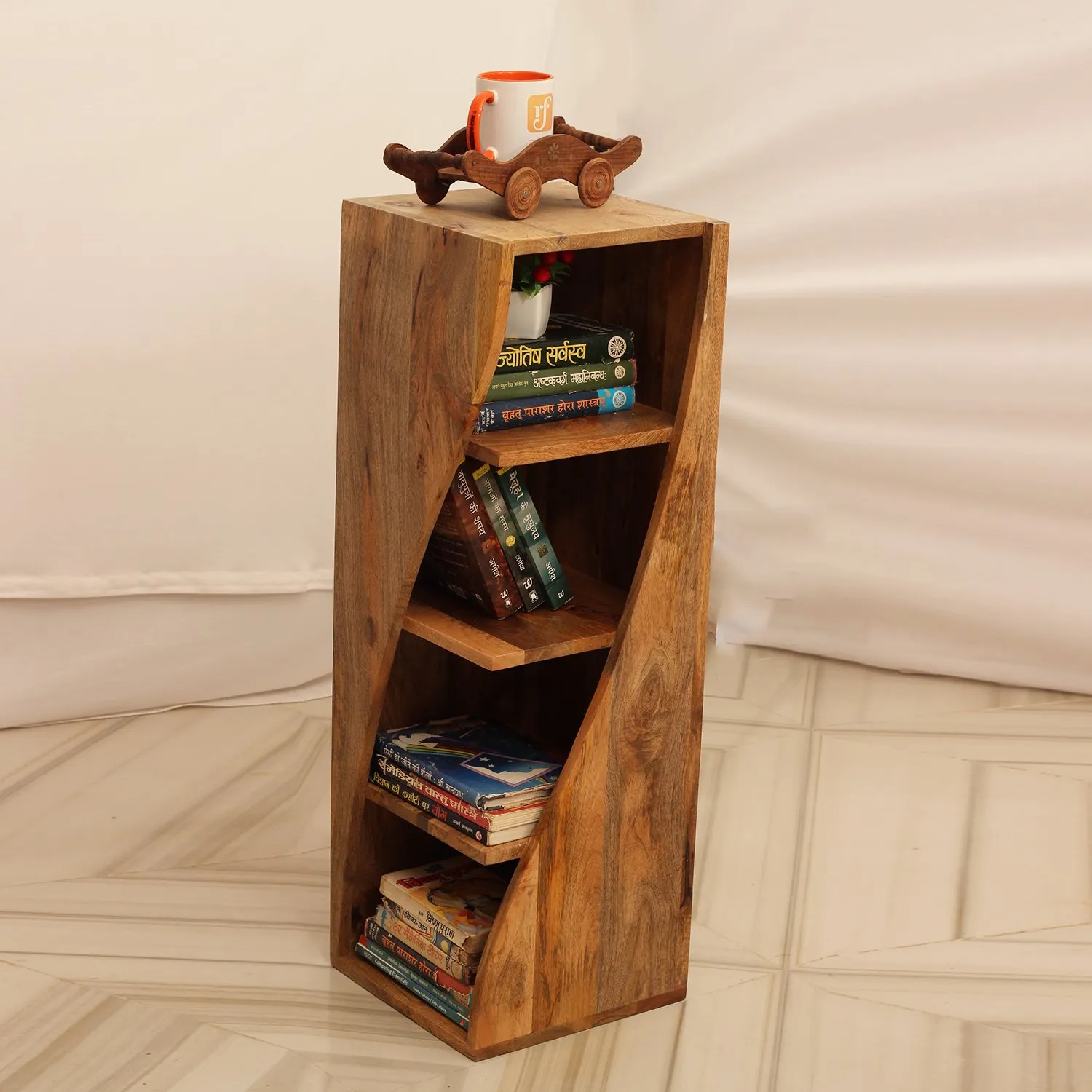 Royal Finish Vehement 4 Shelf Solid Wood Bookshelf in Mango, Natural Colour solid wood bookshelf image 5