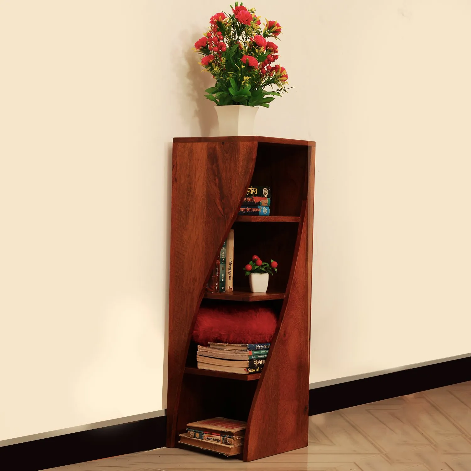 Royal Finish Vehement 4 Shelf Solid Wood Bookshelf in Sheesham, Natural Colour solid wood bookshelf image 2