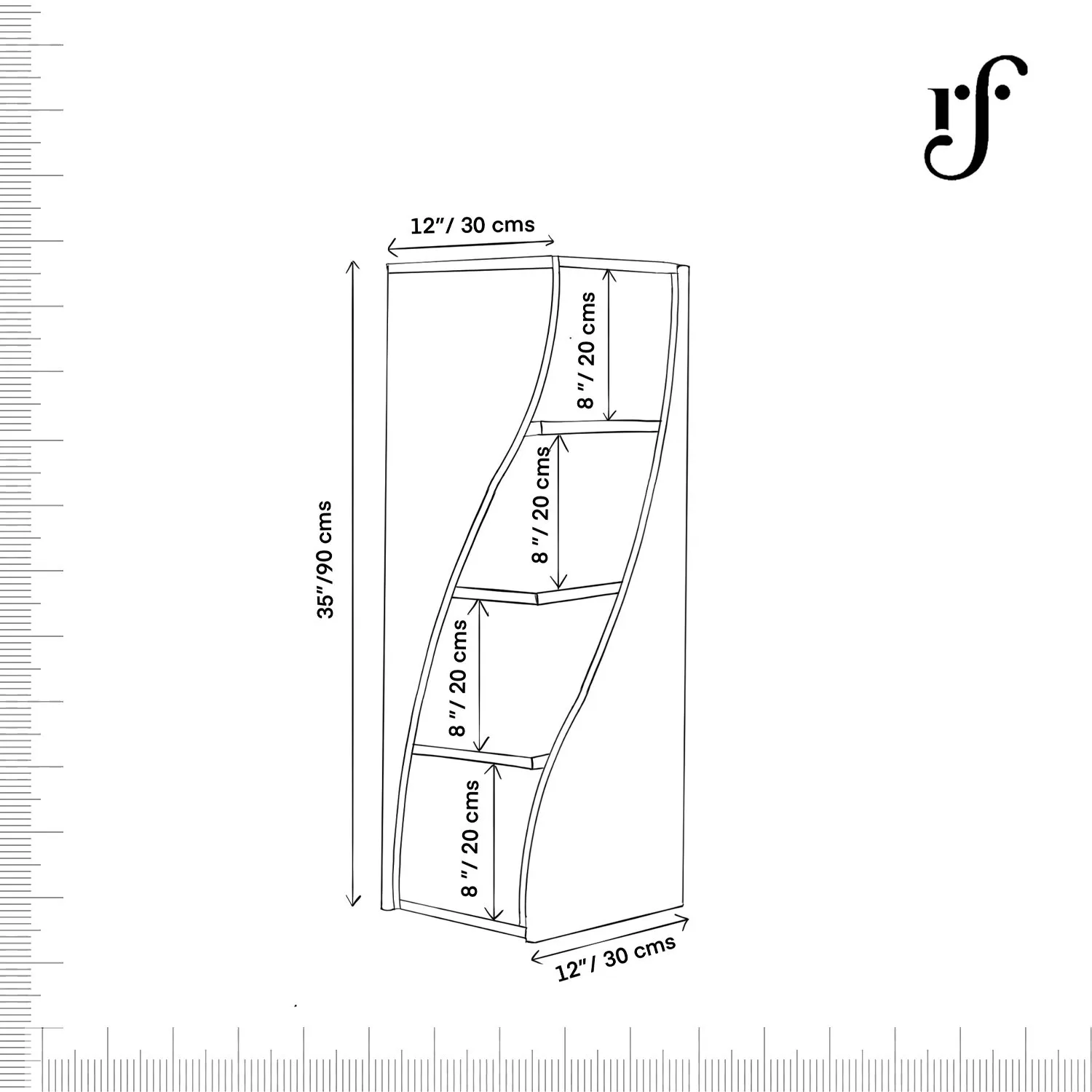 Royal Finish Vehement 4 Shelf Solid Wood Bookshelf in Sheesham, Natural Colour solid wood bookshelf image 7