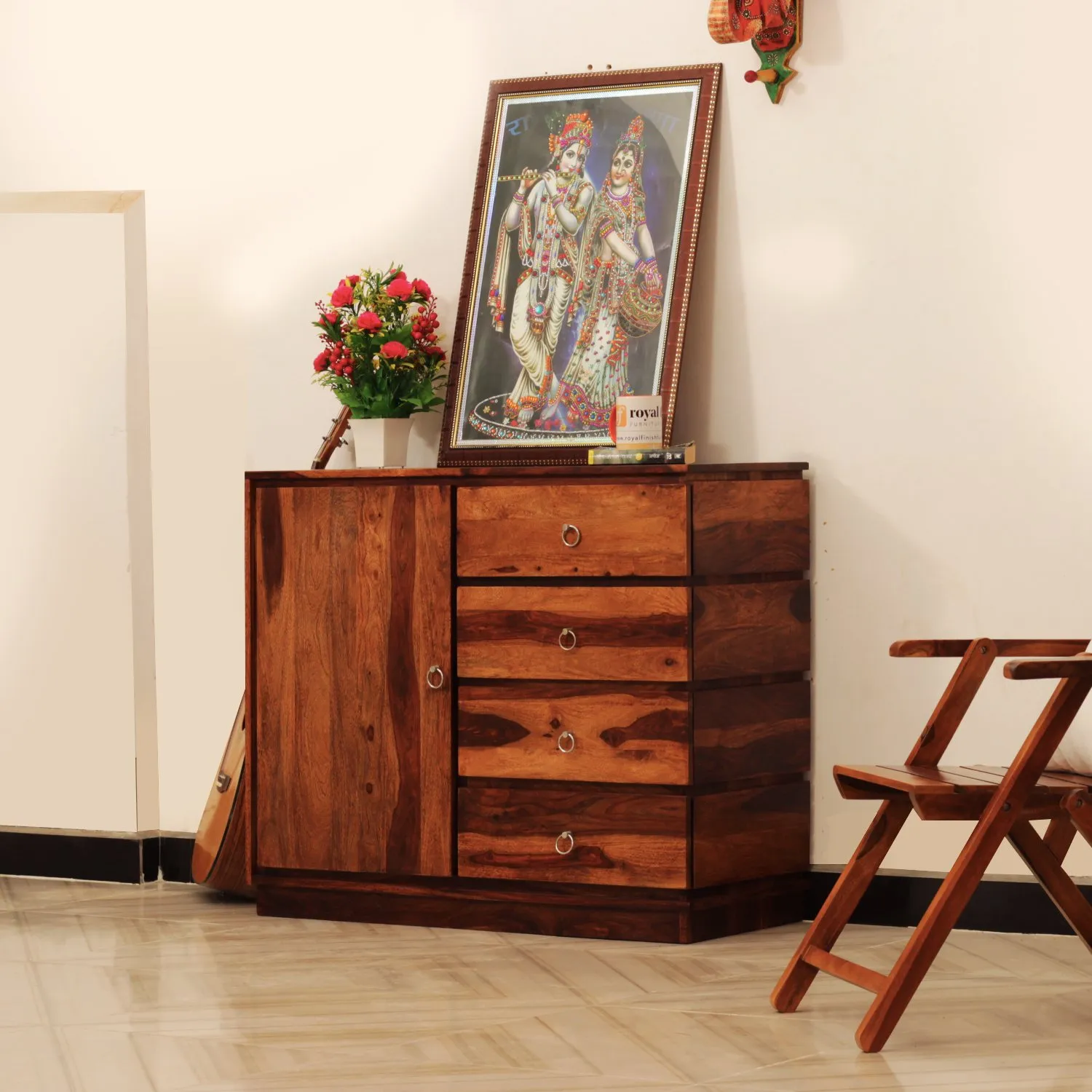 Royal Finish Treebo Sideboard In Sheesham with Natural Honey with Matte sheesham wood furniture image 3