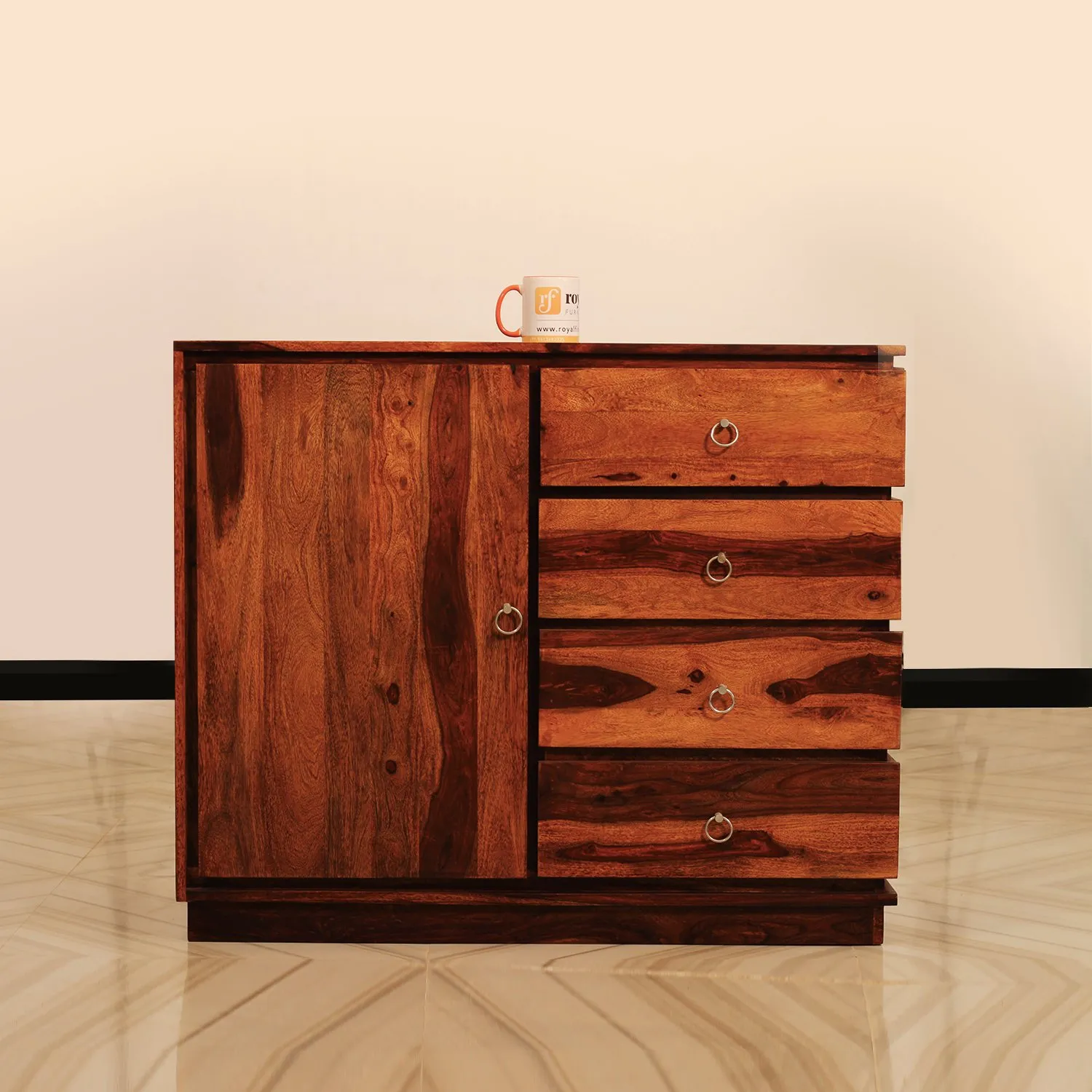 Royal Finish Treebo Sideboard In Sheesham with Natural Honey with Matte sheesham wood furniture image 4
