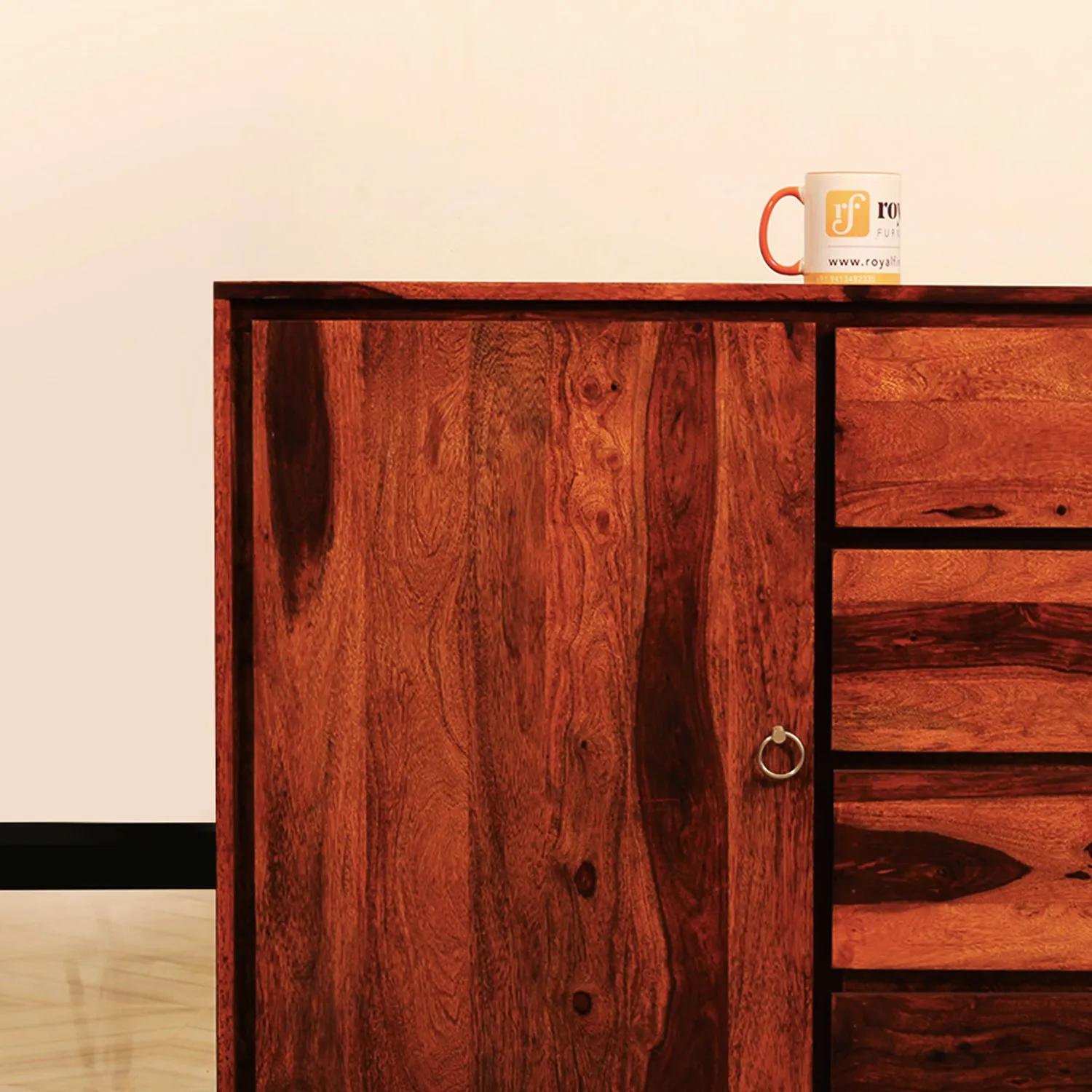 Royal Finish Treebo Sideboard In Sheesham with Natural Honey with Matte sheesham wood furniture image 5