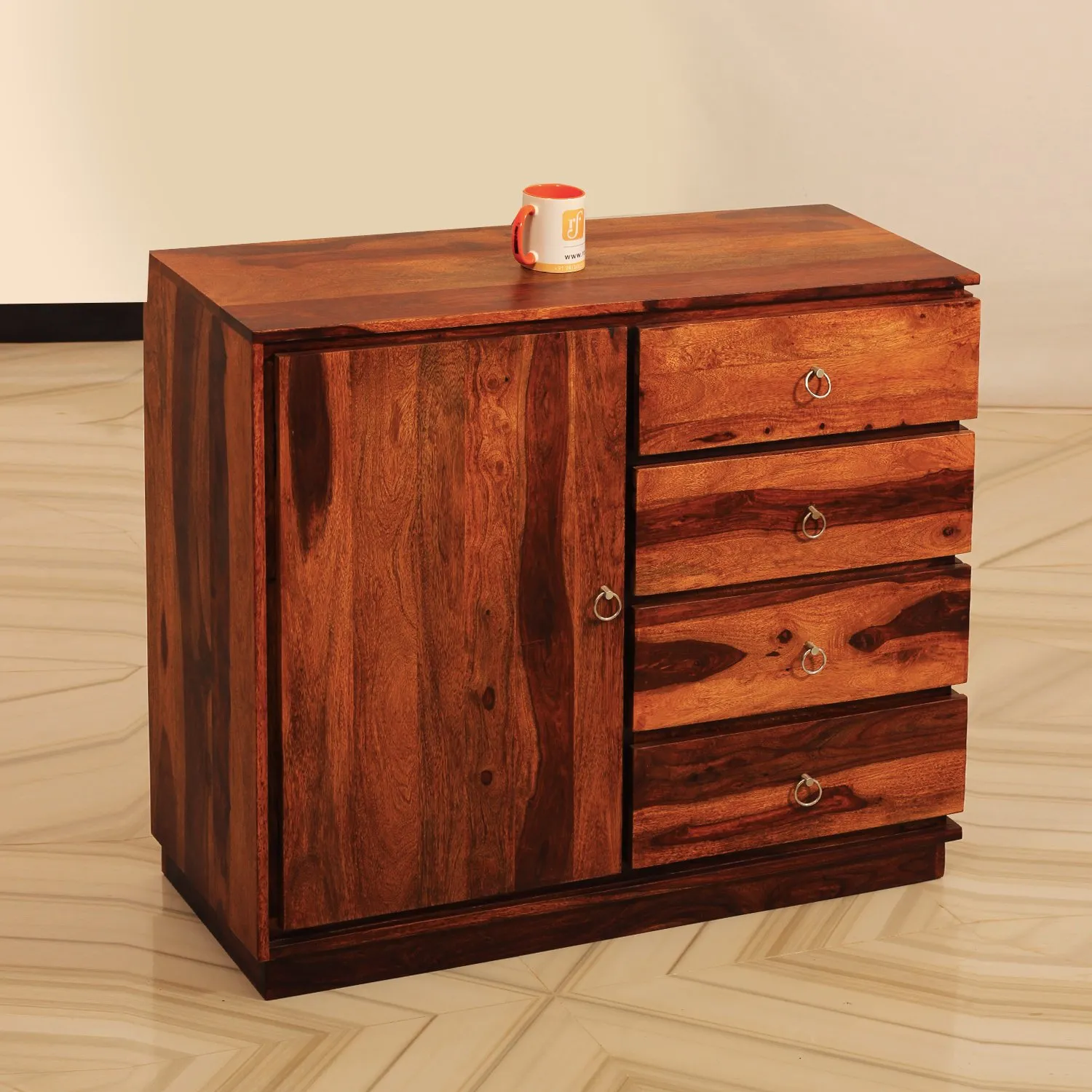 Royal Finish Treebo Sideboard In Sheesham with Natural Honey with Matte sheesham wood furniture image 6