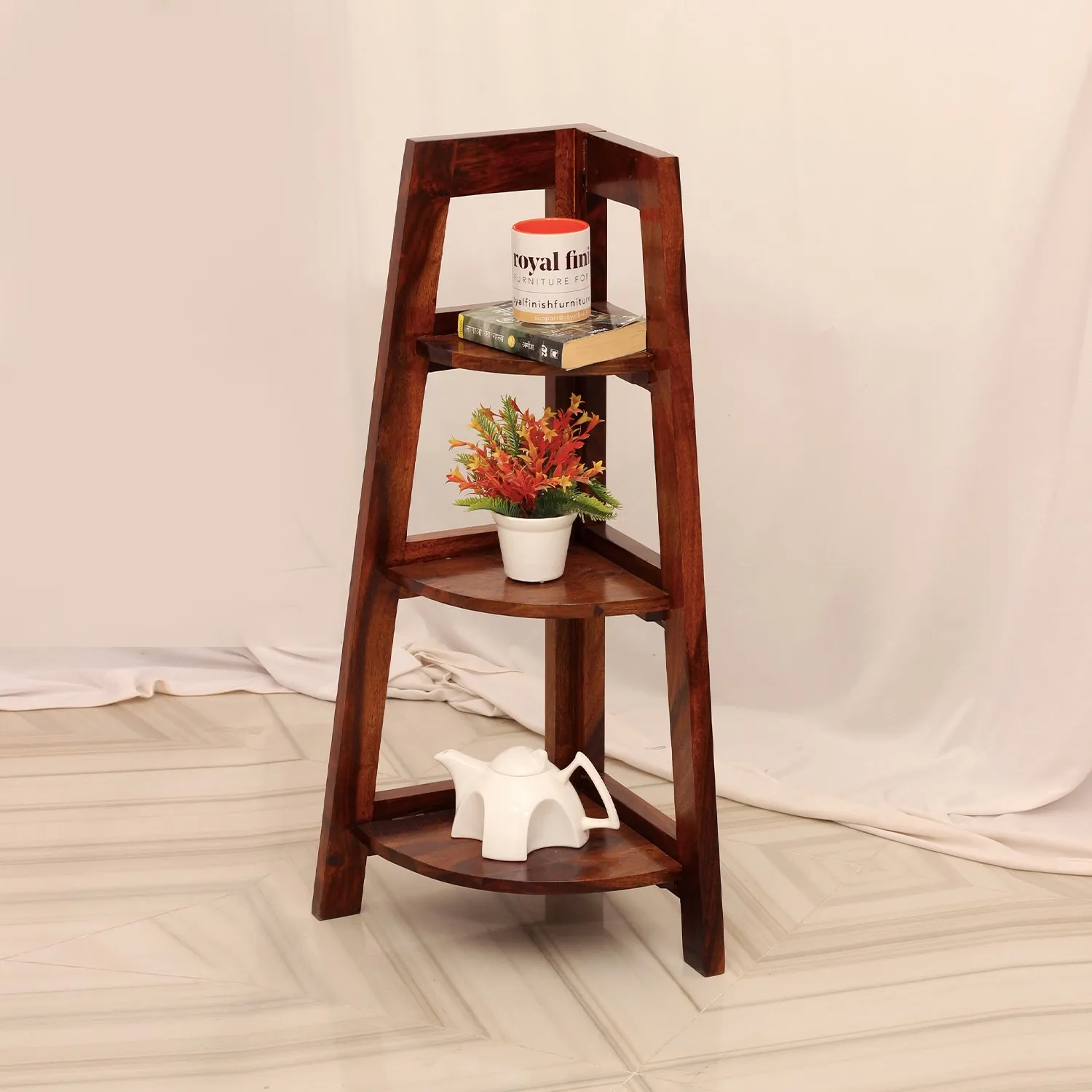 Royal Finish 3 Shelves Assorted Bookshelf in Natural Honey In Sheesham Wood solid wood bookshelf image 3