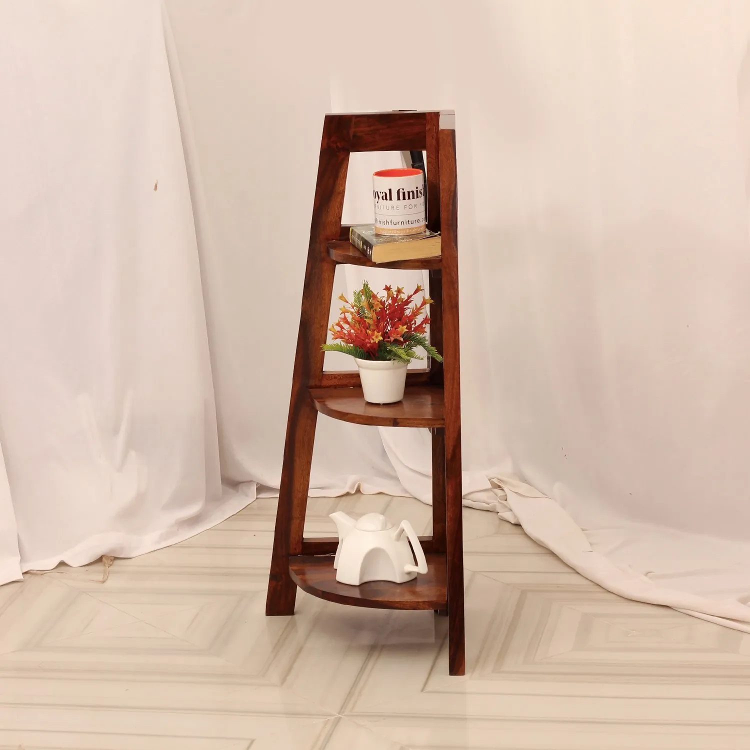 Royal Finish 3 Shelves Assorted Bookshelf in Natural Honey In Sheesham Wood solid wood bookshelf image 4
