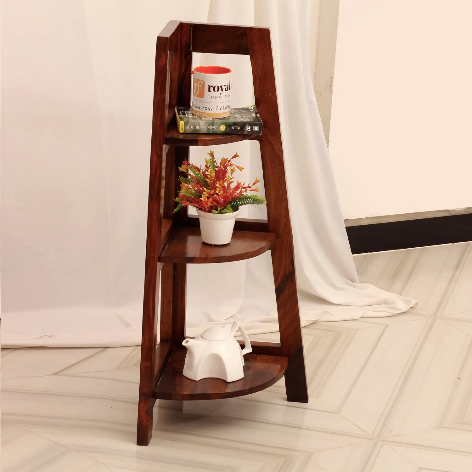 Royal Finish 3 Shelves Assorted Bookshelf in Natural Honey In Sheesham Wood solid wood bookshelf image 5