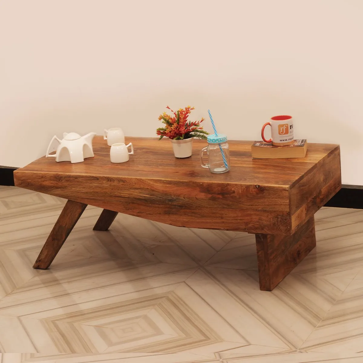 Royal Finish Horizon Center Table in Mango Wood With Natural Colour