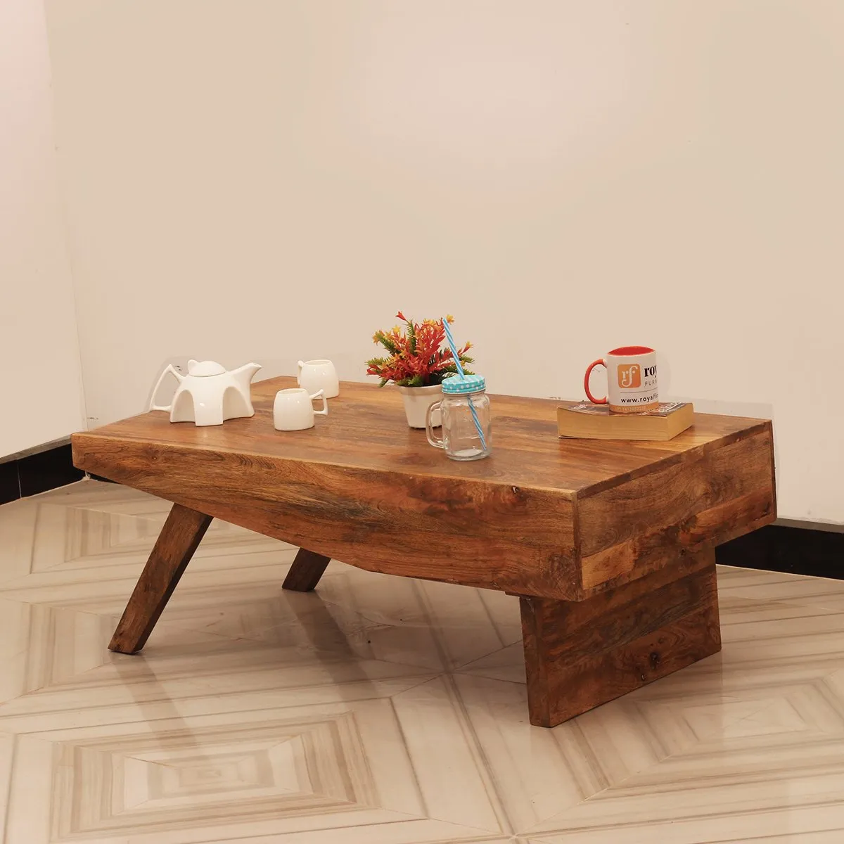 Royal Finish Horizon Center Table in Mango Wood With Natural Colour wooden center table image 2