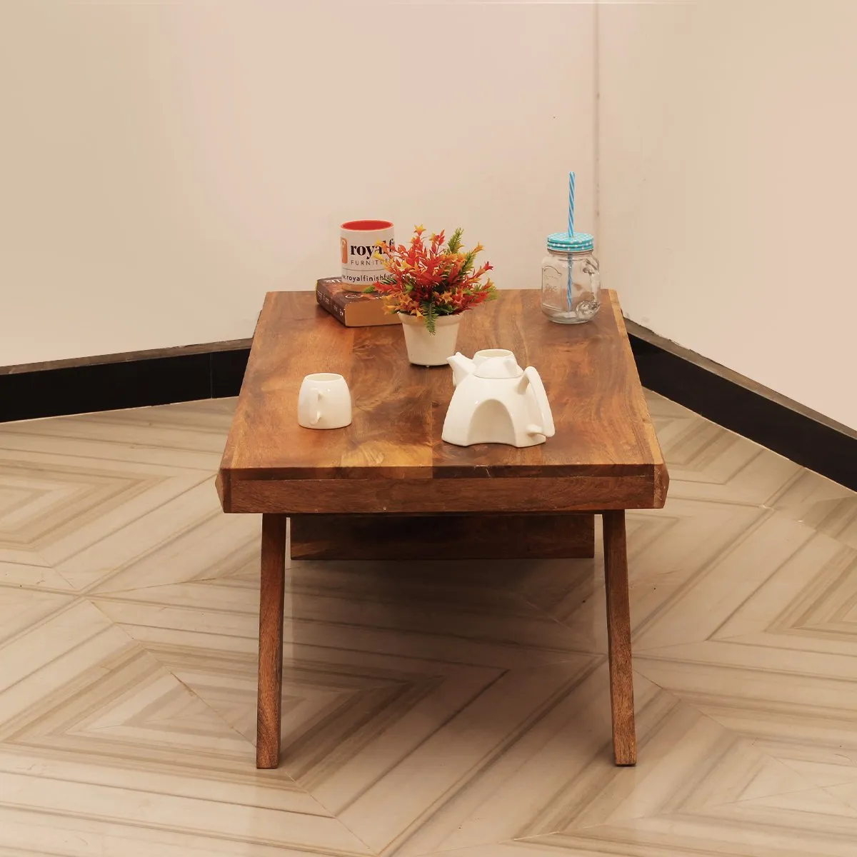 Royal Finish Horizon Center Table in Mango Wood With Natural Colour wooden center table image 4