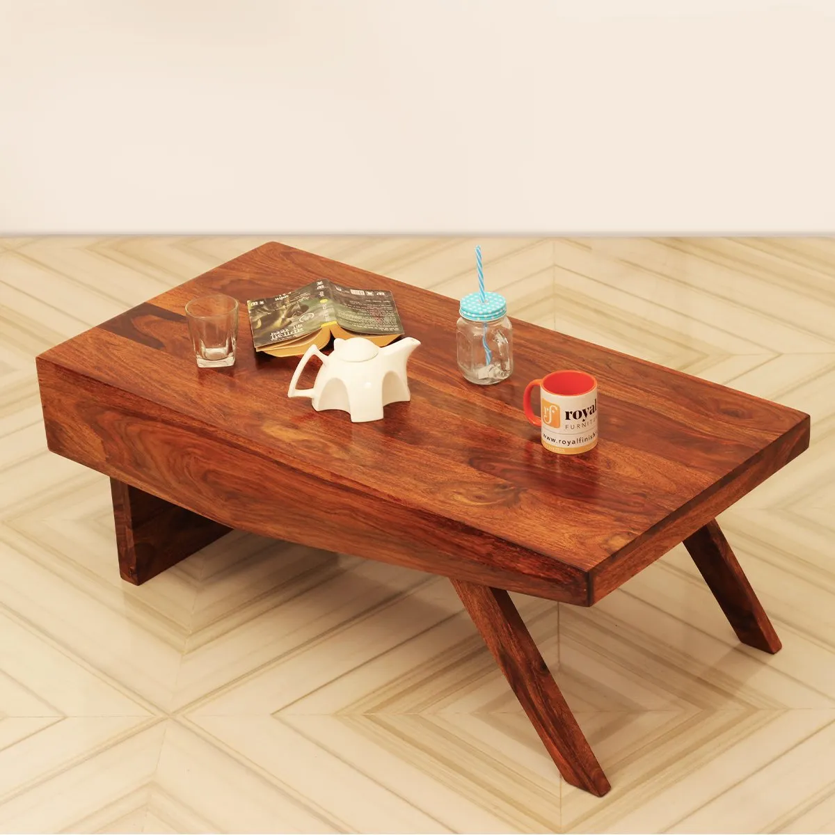 Royal Finish Almento Horizon Center Table in Sheesham Wood With Natural Colour wooden center table image 3