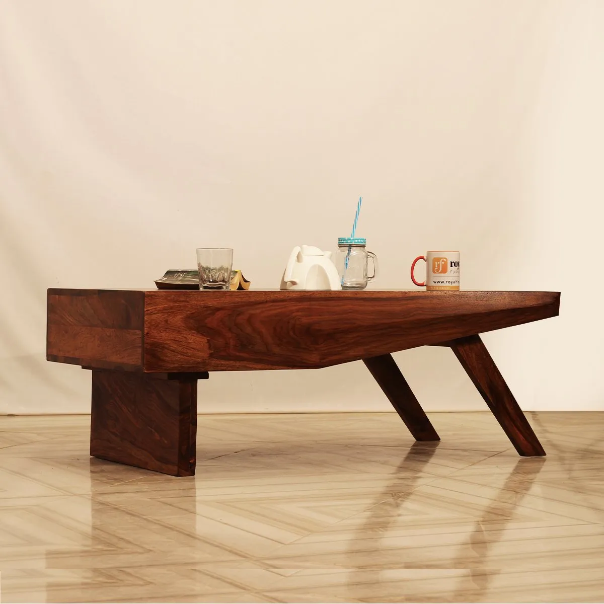Royal Finish Almento Horizon Center Table in Sheesham Wood With Natural Colour wooden center table image 4