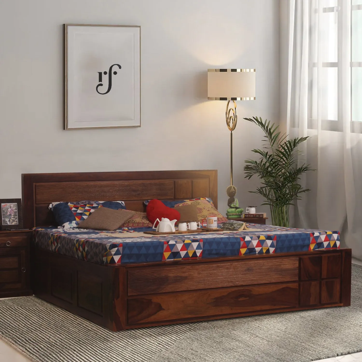Royal Finish NovaSleep King Storage Bed In Solid Sheesham Wood