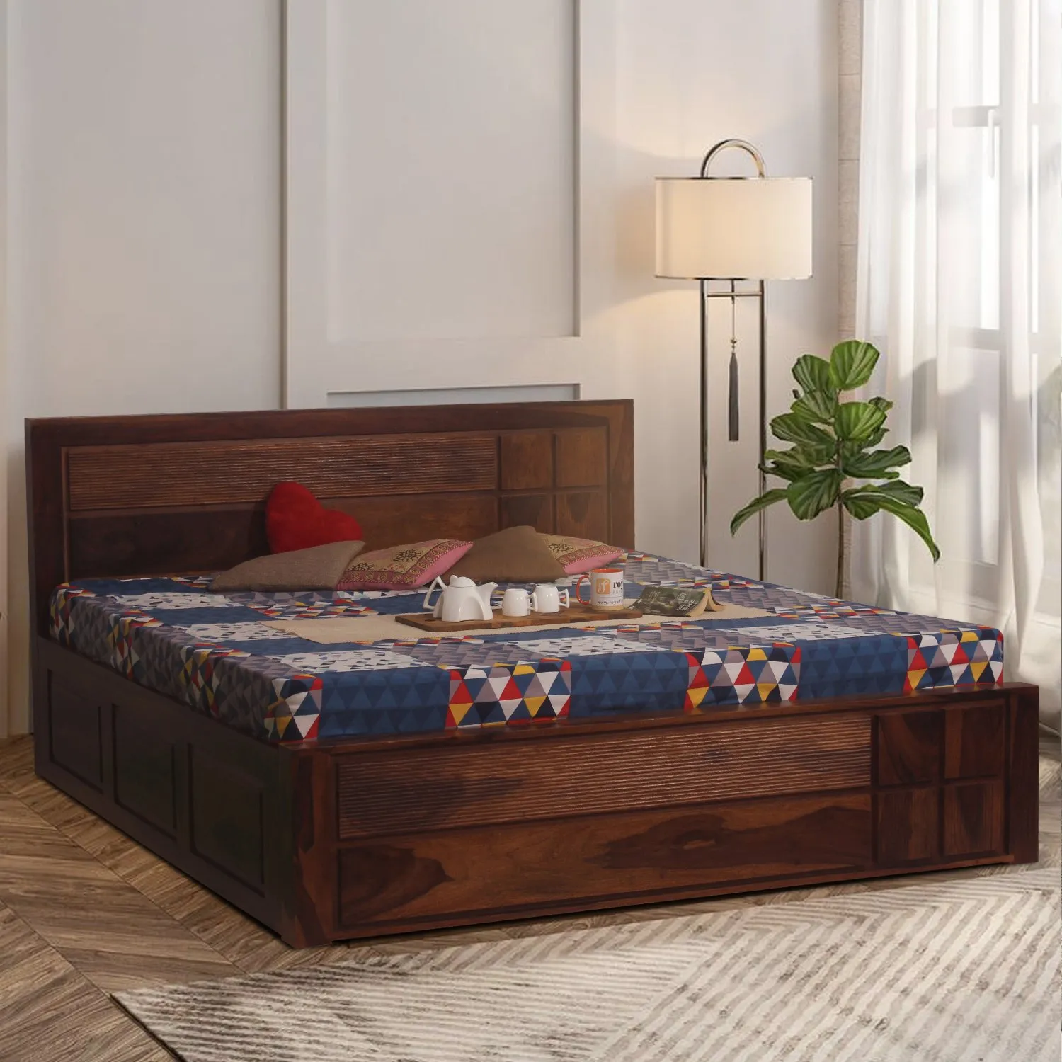 Royal Finish NovaSleep King Storage Bed In Solid Sheesham Wood sheesham wood bed image 9
