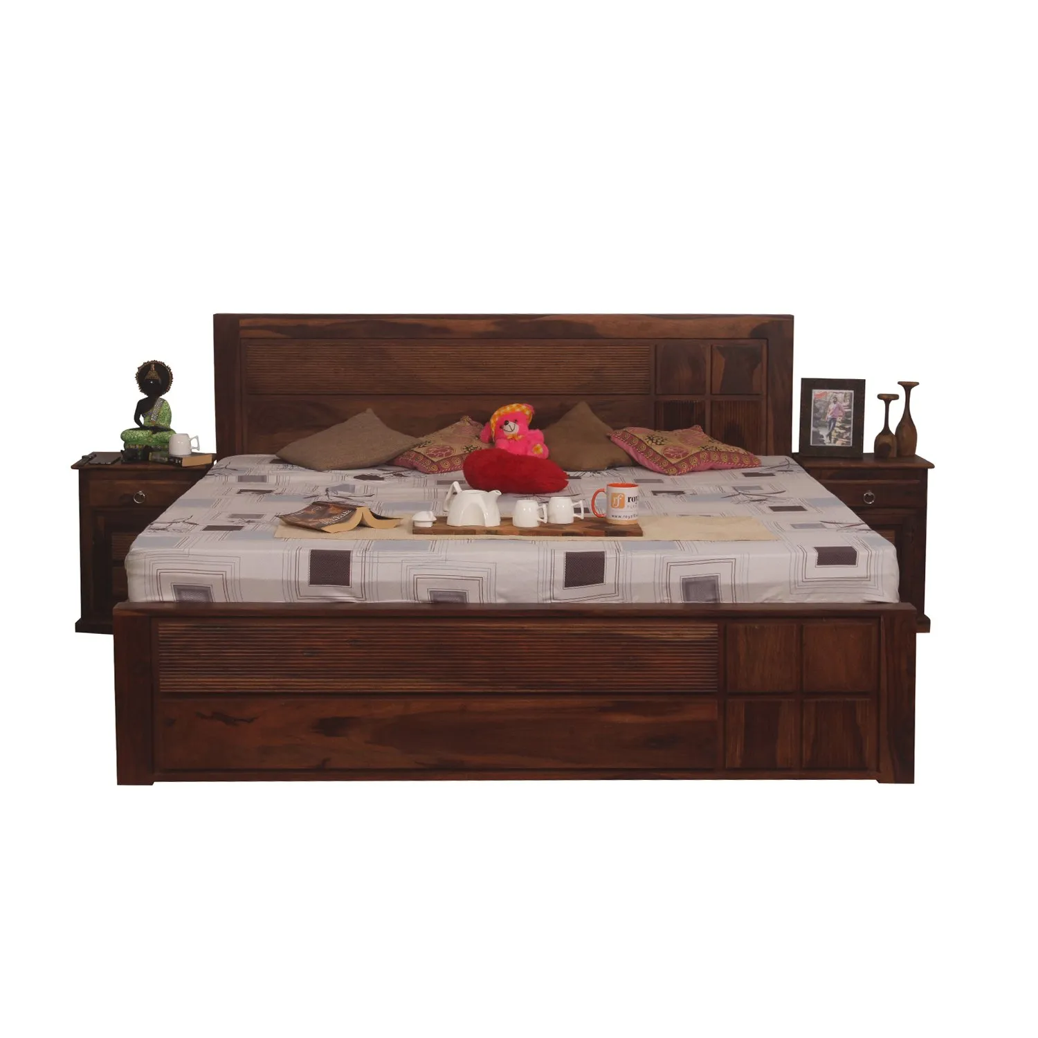 Royal Finish NovaSleep King Without Storage Bed In Solid Sheesham Wood sheesham wood bed image 3