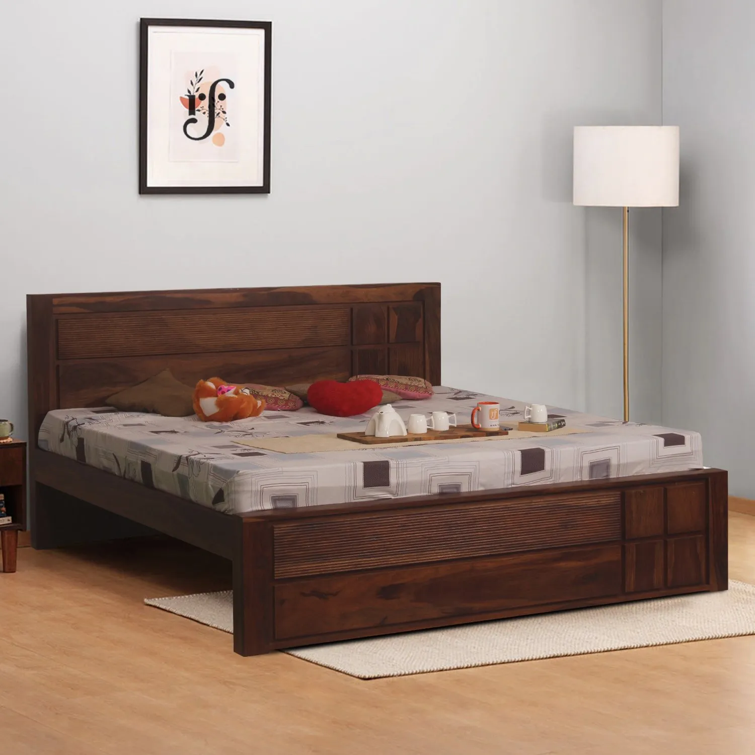 Royal Finish NovaSleep King Without Storage Bed In Solid Sheesham Wood sheesham wood bed image 11