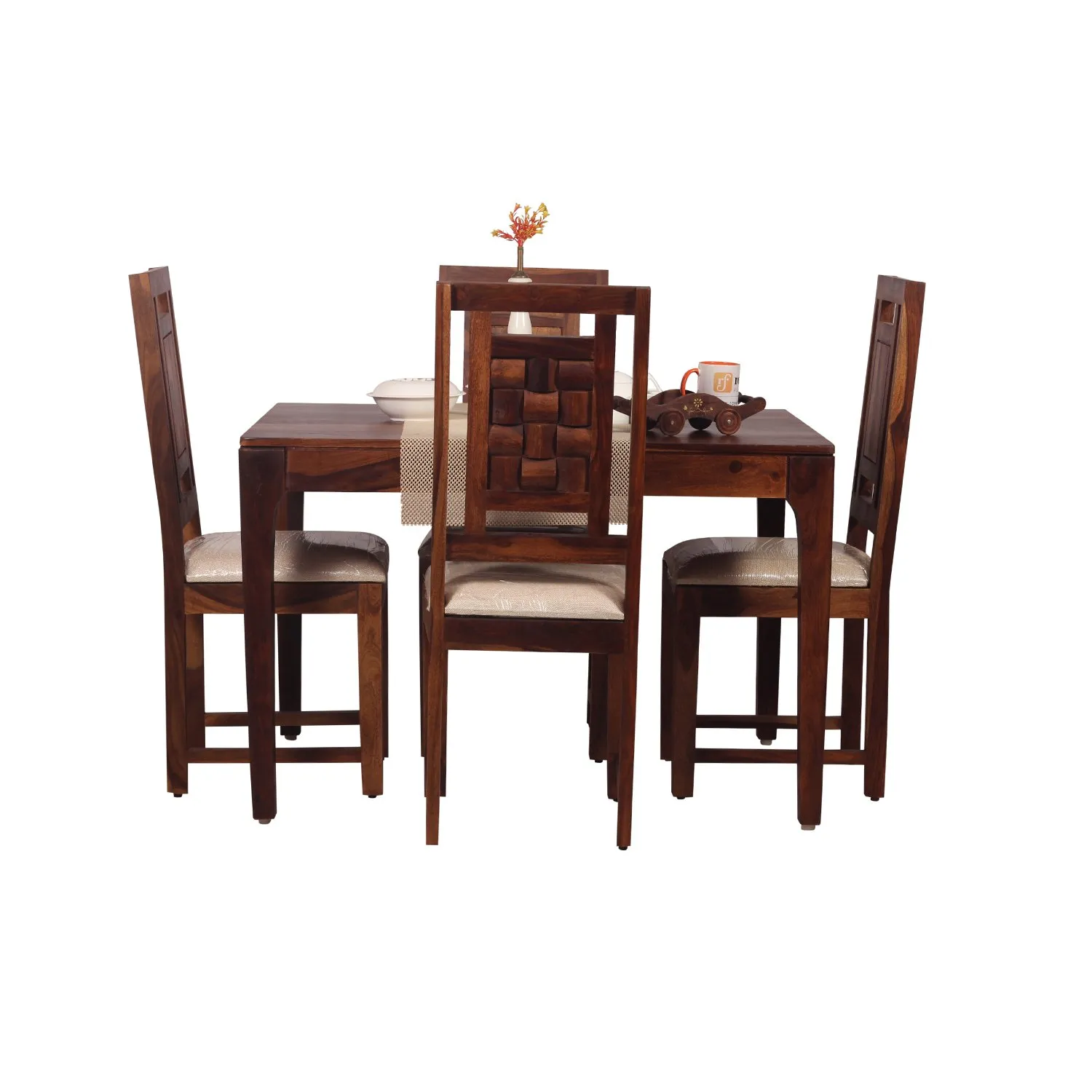 Royal Finish CuisineCraft Nivora 4 Seater Dining Set in Natural Colour sheesham dining table image 3
