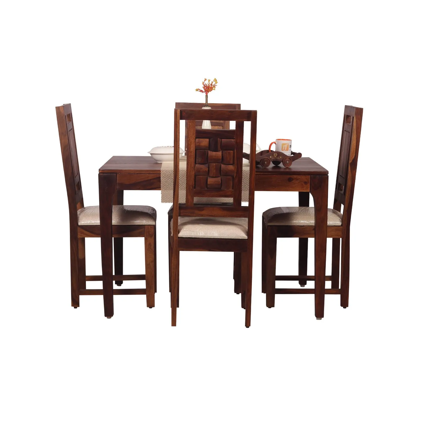 Royal Finish CuisineCraft Nivora 4 Seater Dining Set in Natural Colour sheesham dining table image 5