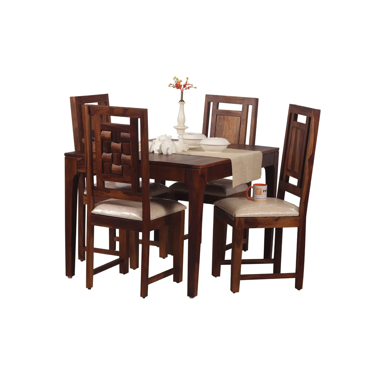 Royal Finish CuisineCraft Nivora 4 Seater Dining Set in Natural Colour sheesham dining table image 7