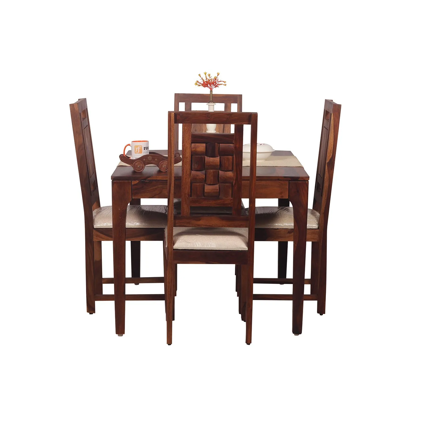 Royal Finish CuisineCraft Nivora 4 Seater Dining Set in Natural Colour sheesham dining table image 8