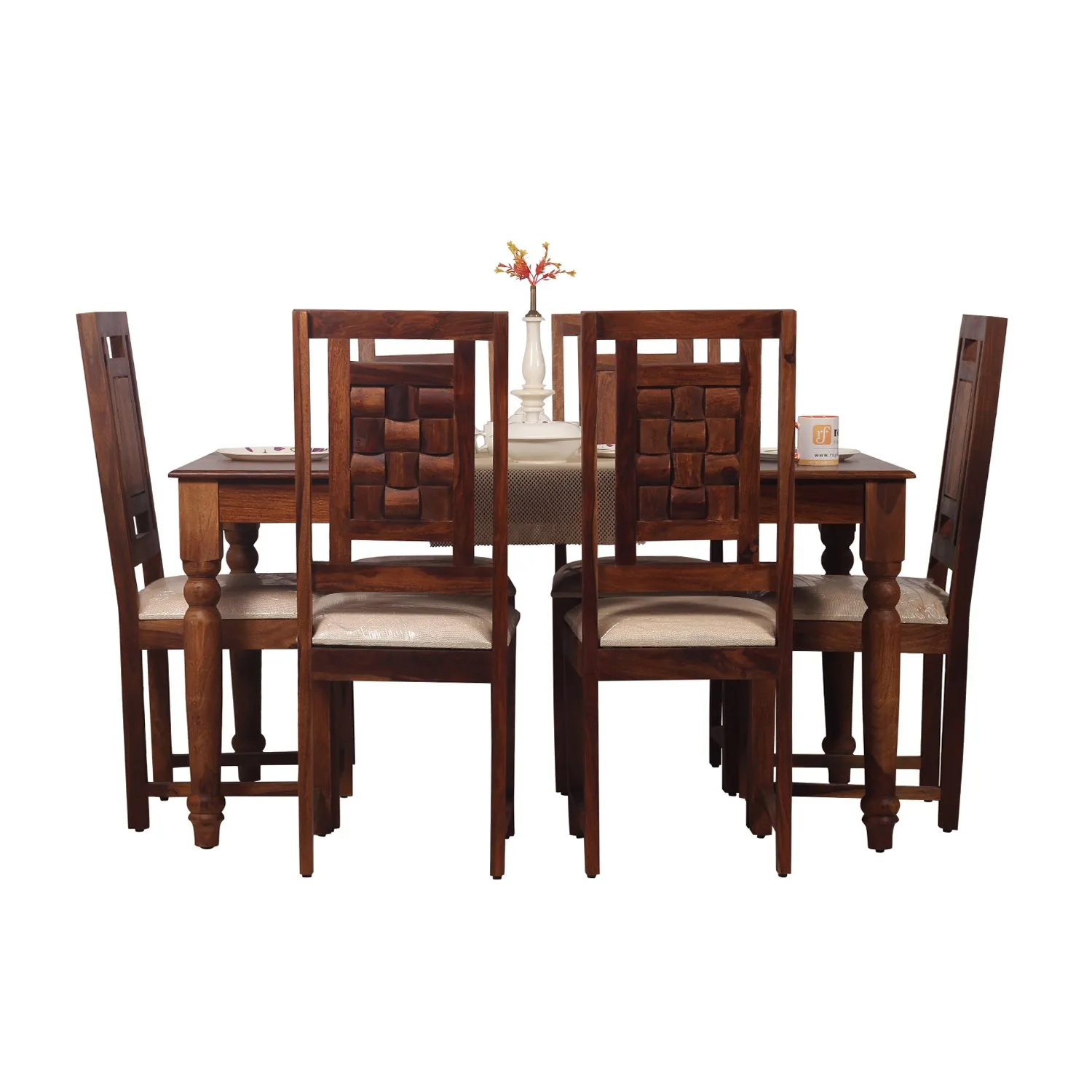 Royal Finish Artisan Nivora 6 Chair Dining Set in Natural Colour sheesham dining table image 4