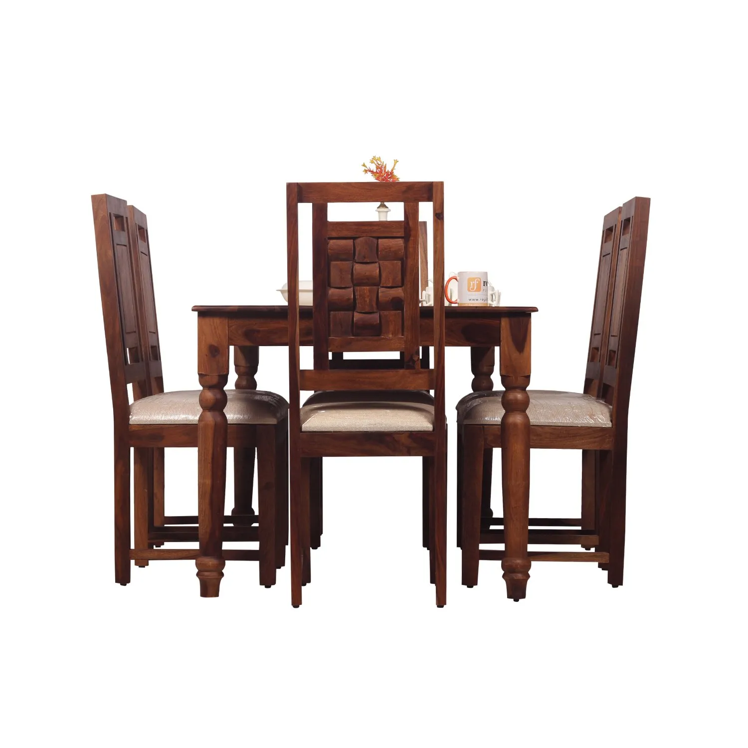 Royal Finish Artisan Nivora 6 Chair Dining Set in Natural Colour sheesham dining table image 5