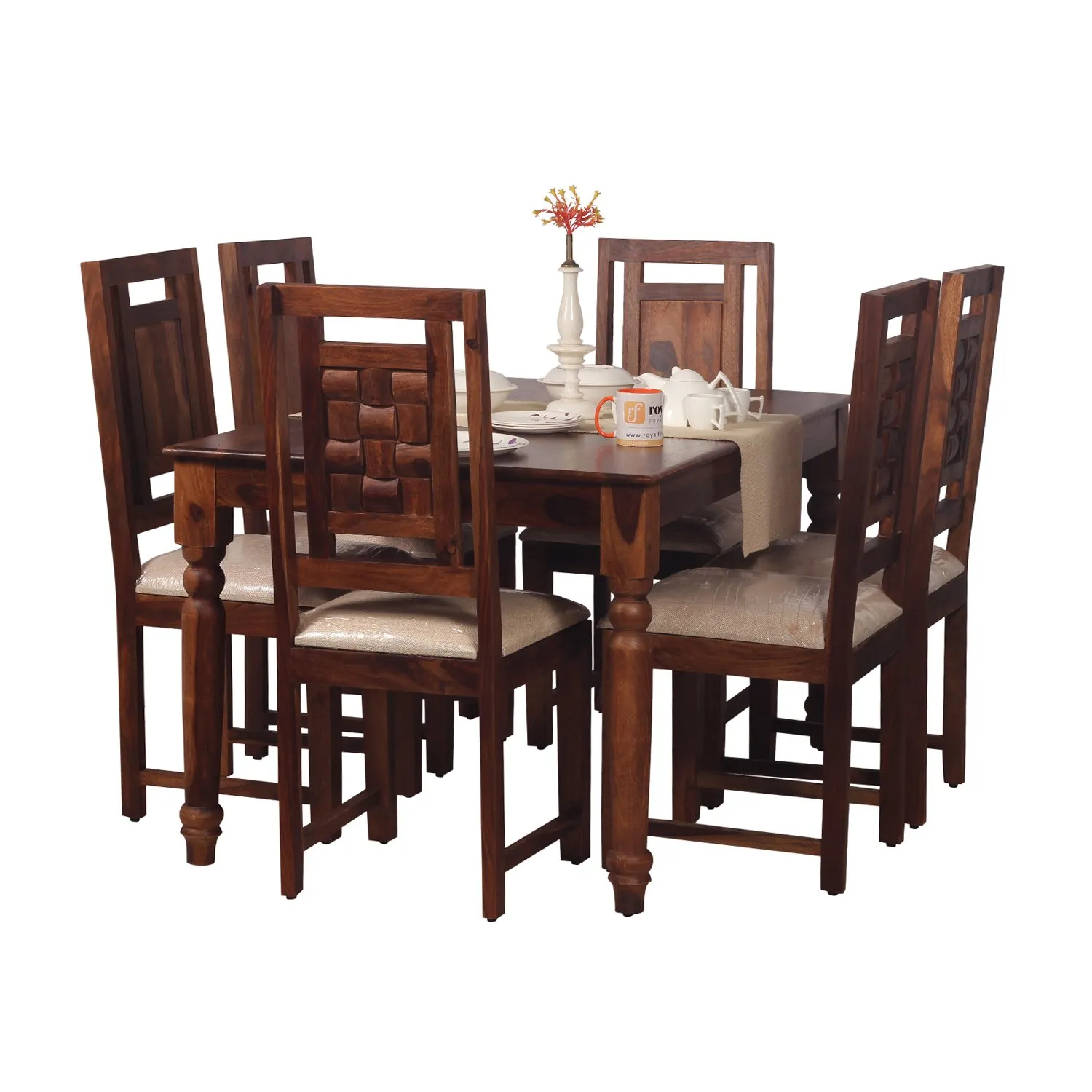 Royal Finish Artisan Nivora 6 Chair Dining Set in Natural Colour sheesham dining table image 9