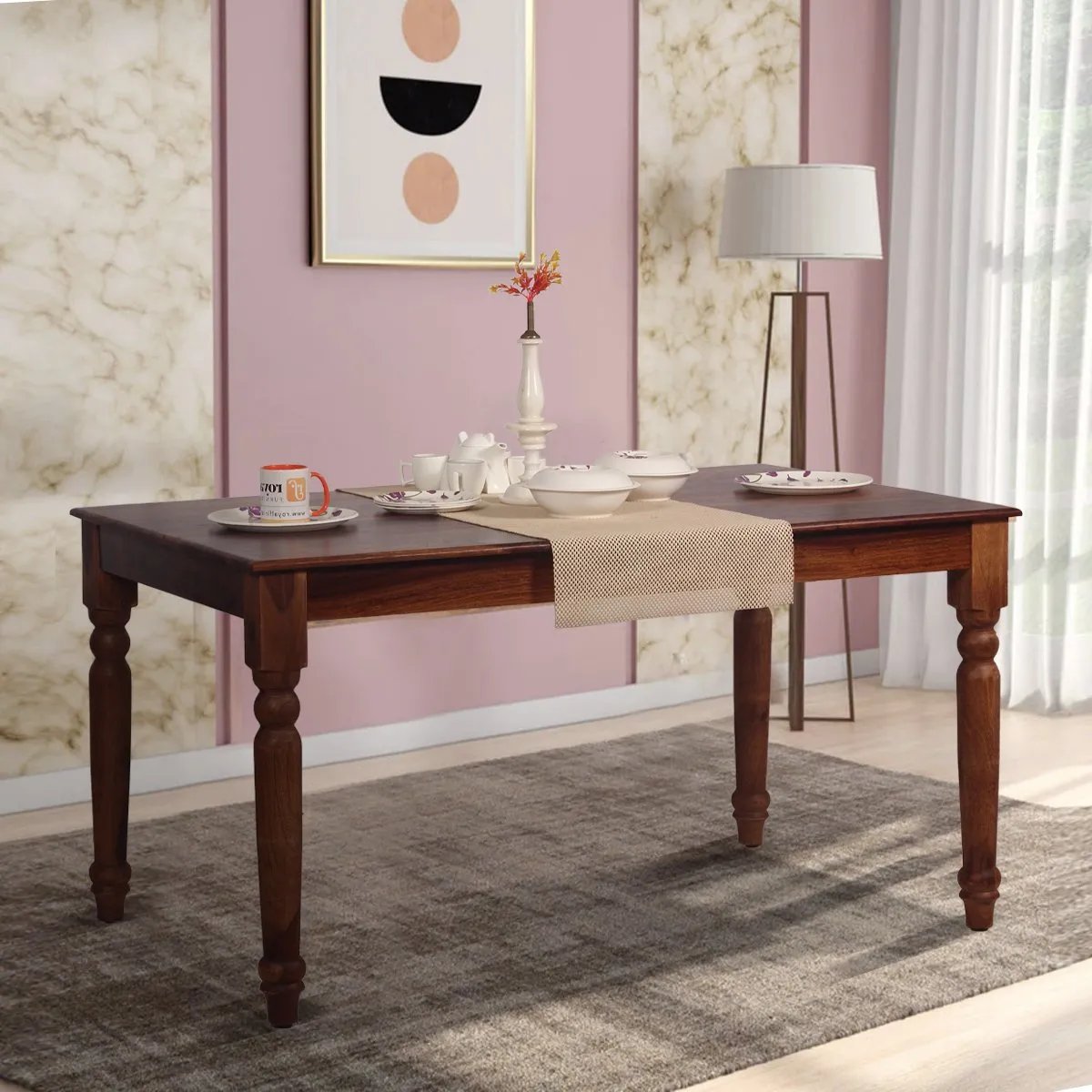 Royal Finish Artisan Dining Table in Natural Furniture Sheesham Wood