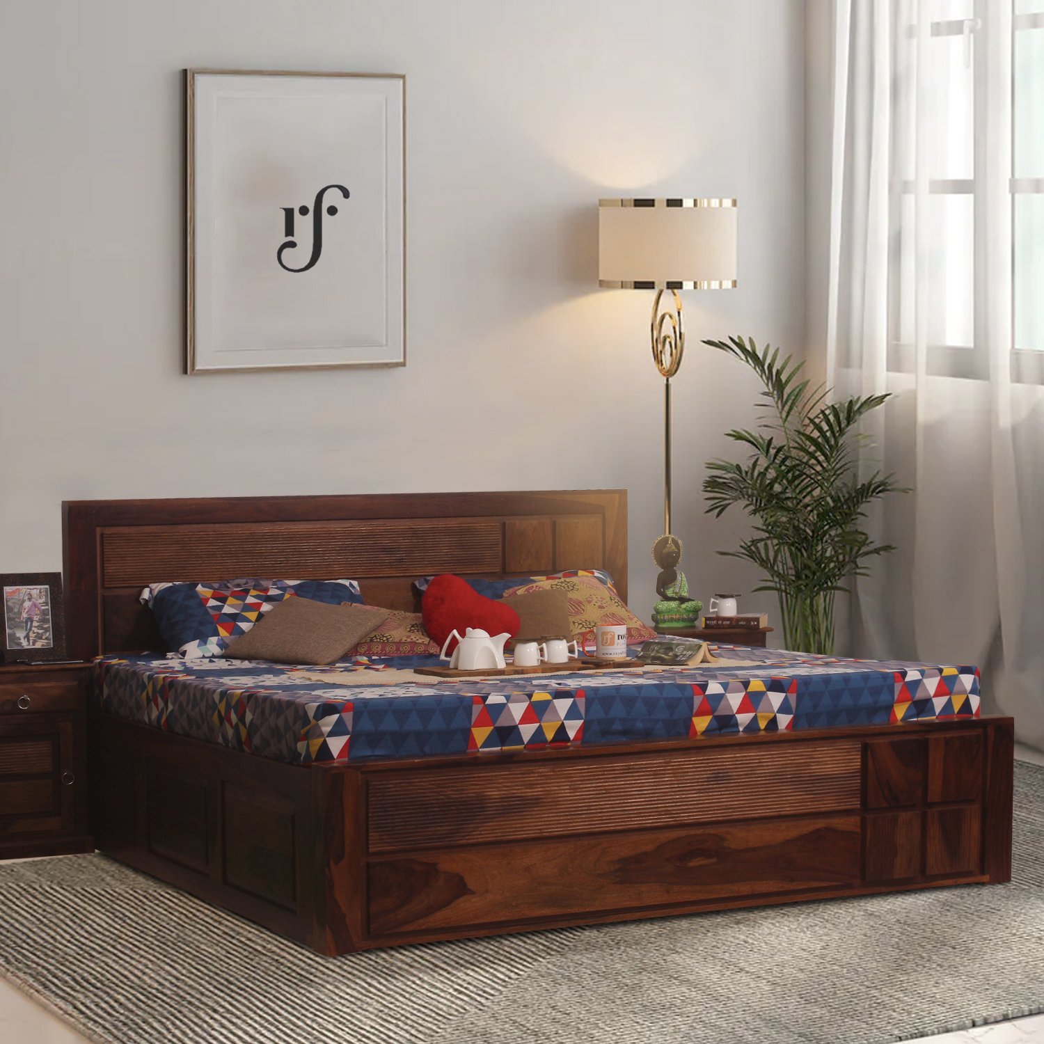 Royal Finish NovaSleep King Storage Bed In Solid Sheesham Wood