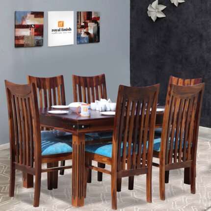 Royal Finish Pecko 6 Seater Dining Set in Natural Premium Furniture Sheesam