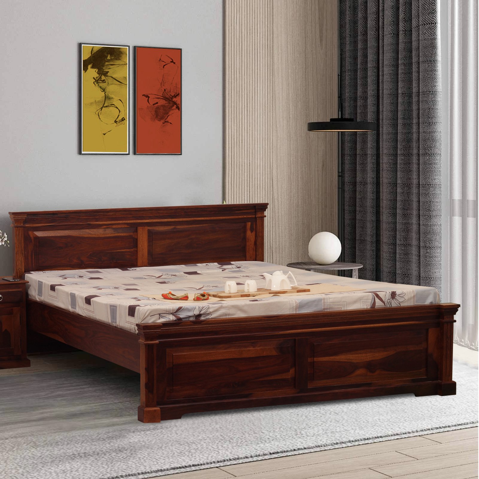 Royal Finish Stellar King Size Bed In Natural Colour With Matte Finished