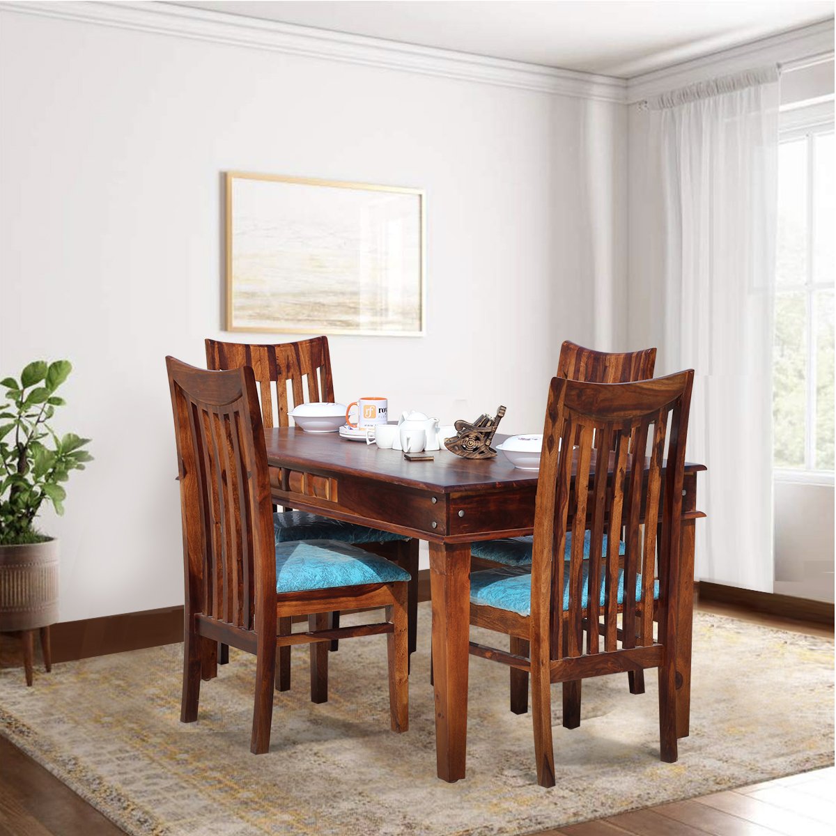 Royal Finish Wingo  Dining in Sheesham with Natural Color Matte Finished