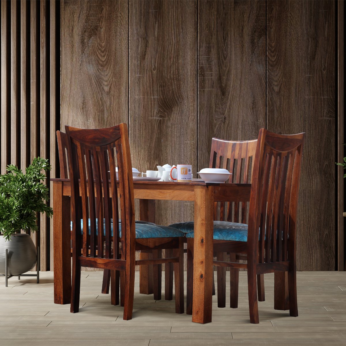 Royal Finish Serene 4 Seater Dining Set in Natural Furniture Sheesham Wood